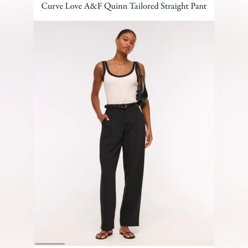 Abercrombie Women’s Curve Love Quinn Tailored Straight Pant 32 Short - Picture 1 of 4